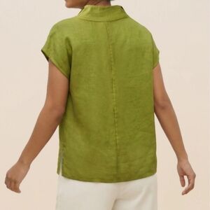 Elemente Clemente Linen Short-Sleeve Green Top Size 8